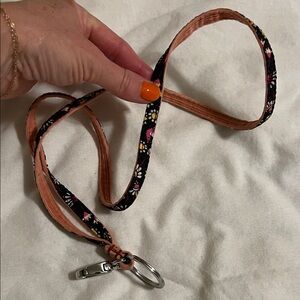 Vera Bradley Black and Brown Floral Lanyard
